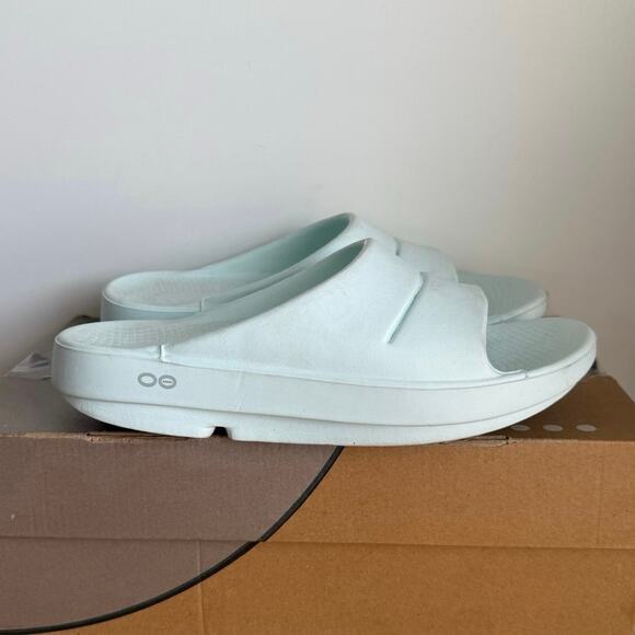 OOFOS Atlantis ‘Mint Green’ Unisex Recovery Slides Sandals - Men 7- Women 9 main image 6